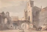 The East side of Caernarvon Pencil and watercolour 33 x 25cm (12 x 9¾ in.) Provenance: Sale, possibly Christie's, 2 March 1976, lot 84 by Paul Sandby, Pencil and watercolour, offered May 2019