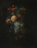 A hanging garland of fruit Oil on canvas Signed lower left 51 x 40cm (20 x 15½ in.) by Pieter Gallis, Oil on canvas, sold May 2019