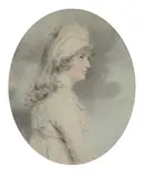 Portrait of Miss Ellis as a young lady by John Downman, 1797, Watercolour and chalk, oval, sold May 2019