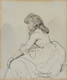 Study of a girl in profile Ink by Thomas Rowlandson, Ink, pencil, watercolour and wash, sold May 2019