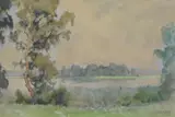 Boats by an island by Edward Harrison Compton, Watercolour with bodycolour, sold May 2019