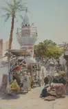 A Cairo market by Alexandre Nicolaievich Roussoff, 1892, Watercolour, sold May 2019