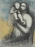 Mother and child XXV by Henry Moore, Etching and aquatint printed in colours, sold May 2019