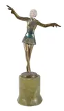 An Art Deco cold painted bronze and ivory figure by Josef Lorenzl, bronze and ivory, sold Apr 2019