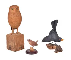 Comprising: a wren by Alan Emmett, sculpture, sold Apr 2019