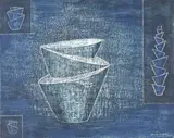 Drawing for Zagcone by Denis Mitchell, 1974, Oil on board with scratching out, sold Apr 2019