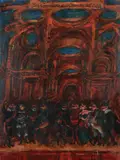 La Comedienne de la Commedia dell'arte Oil on canvas Signed lower right 100.5 x 75cm (39½ x 29½ in.) by Alfred Cohen, Oil on canvas, sold Apr 2019