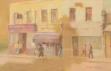 Parade of shops by Hugh McKenzie, Oil on board, sold Apr 2019