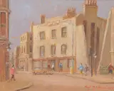 Street Scene by Hugh McKenzie, 1989, Oil on board, sold Apr 2019