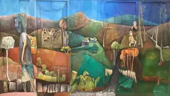 Cornish Walkabout, inscribed verso, 395 x 225cm by Philippa Clayden, mixed media, sold Jun 2021