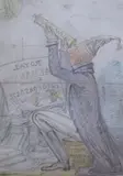 George III looking at the moon' 15 x 10.5cm by Isaac Robert Cruikshank, pencil and watercolour, sold Jun 2021