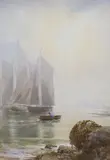 Fishing boats along the coast by Benjamin Brassett Wadham, watercolour, sold Jun 2021