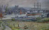 Shipping in harbour by George Graham Kerr, watercolour, sold Jun 2021