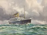 Steam liner at sea by Frederick R. Fitzgerald, watercolour, sold Jun 2021