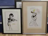 Caricatures of Jean Kent and Stewart Grainger by Vicky, ink and wash, sold Jun 2021