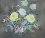 Still life study of mixed flowers by William Rayworth, oil, sold Jun 2021