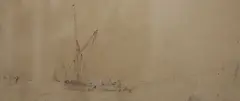 Repairing barge by Robert Purvis Flint, pencil and watercolour, offered Jun 2021
