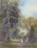 Chellaston Church by Frank Gresley, watercolour, sold Jun 2021