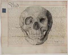 School of the Said William, 2008 pen and ink on conserved antique vellum document 59 x 73 cm by Steven Gregory, Stone Bronze at the Nicholas Robinson Gallery in New York, sold Jun 2021