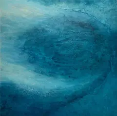 Blue Vortex by Jean Davey Winter, mixed media and acrylic, offered Jun 2021