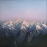 Mountains by Tobit Roche, oil on canvas, offered Jun 2021