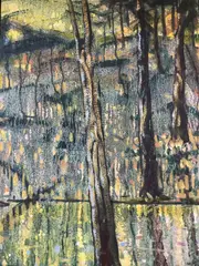 Riverside Trees, 61 x 45cm by Hazel Morris, oil on board, sold Jun 2021