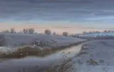 The River Glauen in Winter by Richard Robjent, watercolour and gouache on paper, sold Jun 2021