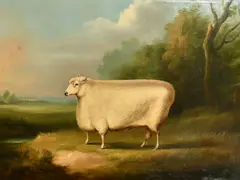 British, portrait of a prize winning sheep by William Henry Davis, 1850, oil on canvas, sold Jun 2022