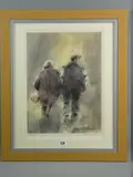 Print - lady and gent shopping by William Selwyn coloured limited edition, print, sold Oct 2016