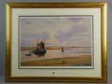 Print - shorescape at Deganwy with numerous by Warren Williams Arca coloured limited edition, print, sold Oct 2016