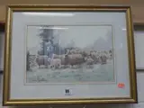 young girl with sheep, watercolour, signed lower left, 20cm x 31cm by Edward Van Goethem, watercolour, offered Mar 2015