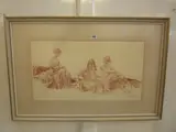 print of three ladies, signed in pencil, 32cm x 60cm by William Russell Flint, print, sold Mar 2015