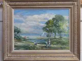 Le rivage Loitain, oil on canvas board, signed lower right, signed by Michael D' Aguilar, oil on canvas board, sold Mar 2015