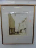 Middleburg, Holland, gouache on board, town street scene, signed lower right, by Harry Tittensor, gouache on board, sold Mar 2015