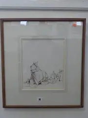Antiques, watercolour, old lady seated surrounded by pictures and ornaments, signed by Harry Tittensor, watercolour, sold Mar 2015