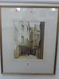 Rue de la Boucherie, Abbeville, gouache on board, town street scene, signed lower by Harry Tittensor, gouache on board, sold Mar 2015