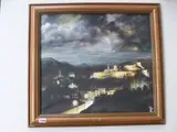 Night-Time view of an Eastern Hill Town, oil on canvas, initialled lower right 50cm x by Initialled Tz, oil on canvas, sold Feb 2015