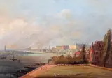 View over the Thames looking West towards Somerset House with Westminster Abbey beyond Bodycolour 37 x 52.5cm by John Claude Nattes, watercolor, offered Dec 2015