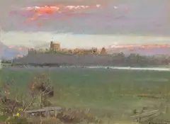 Windsor Signed by Albert Goodwin, 1908, Oil on paper heightened with pen and ink, sold Dec 2015