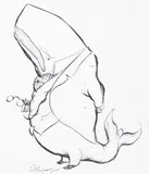 Fish Knitting; The Elegant Whale Two, both pen and ink 8 x 5cm and 12.5 x 10cm (2) Provenance: The Fine Art Society, E.H by Ernest Howard Shepard, ink, sold Dec 2015