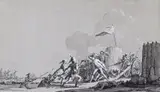 Soldiers defending a stockade Pen by Jean Duplessis-Bertaux, Pen, ink and grisaille wash, offered Dec 2015