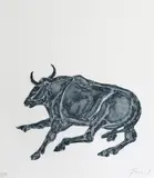 Water buffalo Signed, studio stamped and numbered 42/100 Etching with aquatint 21 x 19.5cm (plate size) ++Good condition by Elisabeth Frink, Etching with aquatint, sold Dec 2015