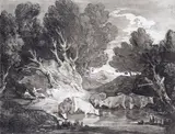 A watering place - wooded landscape with cows and two figures by Thomas Gainsborough, Etching, sold Dec 2015