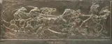 The Race a large patinated copper plaque, framed in oak titled in the cast 126 x 45cm by Gilbert Bayes, oil, sold Nov 2015