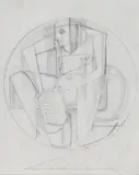Woman with Washboard, study for a bowl well graphite on paper, mounted numbered 0302 from the R J Washington archive 25 20.5cm by Robert J Washington, drawing, offered Nov 2015