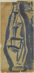 Study for a figure pot, 1950s pen wash on paper, framed numbered 0307 in the R J Washington archive 43 x 20cm by Robert J Washington, drawing, offered Nov 2015