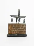 Seabird and Wall, a stoneware sculpture, on ebonised wood base impressed seal mark, painted signature and title, tape catalogue number, 31cm by John Maltby, sculpture, sold Nov 2015