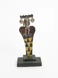 Standing Queen, a stoneware figure on stepped base, painted in colours, highlighted in gilt impressed seal mark, painted signature and title 28cm by John Maltby, sculpture, sold Nov 2015