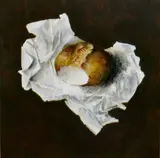 Bread acrylic on board, framed signed in the wrapping, titled to reverse 35.5.x 35.5cm by Leslie Gooday, acrylic on board, offered Oct 2015