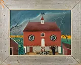 farm scene in a storm by David Y. Ellinger, oil on canvas, sold May 2019